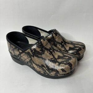 Dansko Snake Skin Print Clogs size 36
